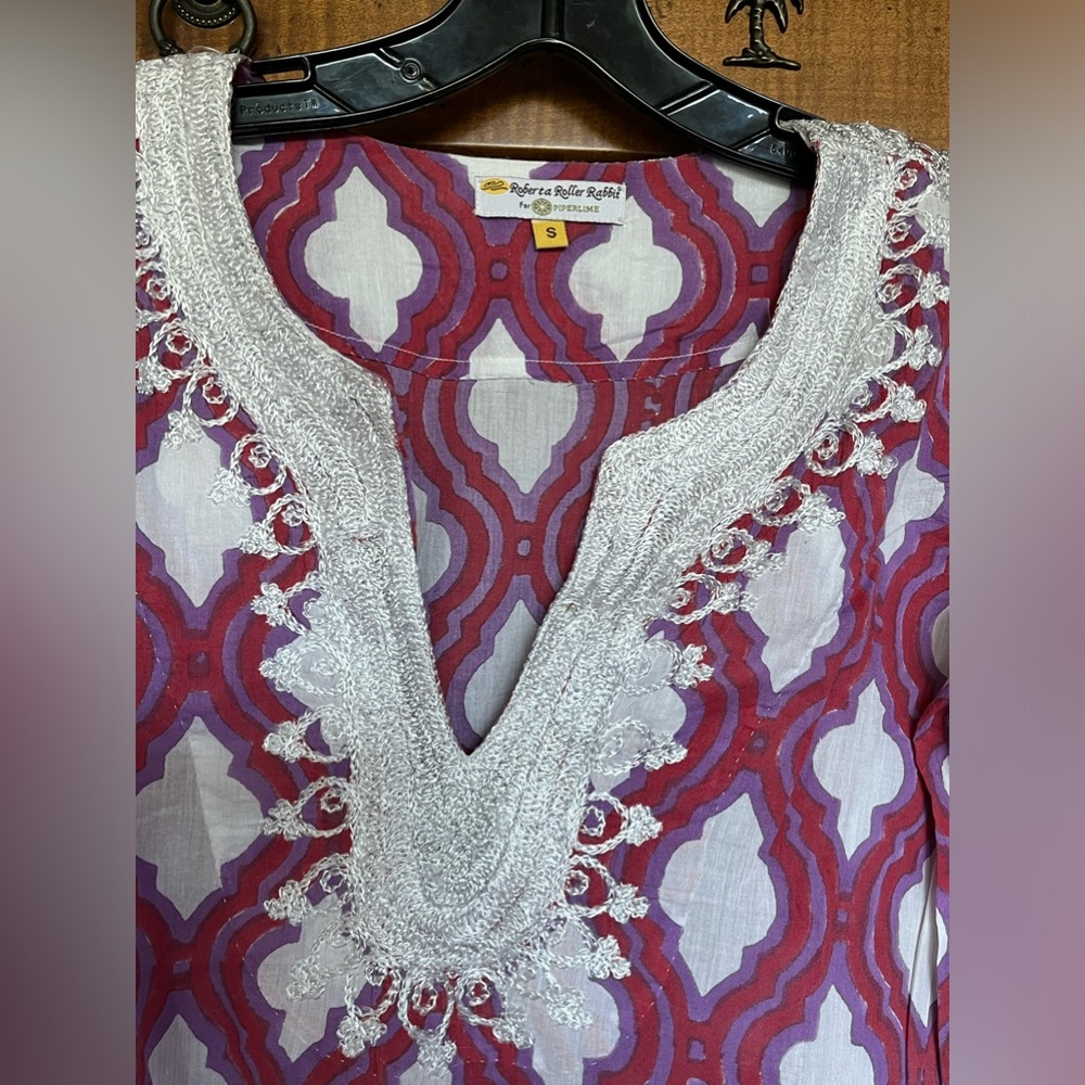 Roberta Roller Rabbit Embroidered Tunic Top - Picture 2 of 4